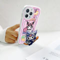 BILI for Infinix Zero 20 Back Cover With Free Ring Holder Cute Kuromi Soft Transparent Colorful Wavy Phone Cases. 