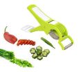 Vegetable & Fruit Multi Cutter With Peeler Bhindi Cutter Slicer Stainless Steel 5 Blade Vegetable Cutter. 