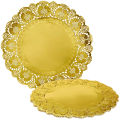 GOLDEN COLOR LACE PAPER DOILIES CRAFT TABLE DECORATION DOILIES - 5.5 INCH. 