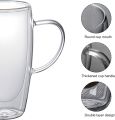 350/450ml Double Wall Glass Coffee Mugs Insulated Clear Borosilicate Glasses Cup With Handle Juice Milk Tea Cups For Gifts. 