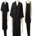 Nighty Set 3 Piece Night Wear For Women/ sleepwear (GOWN + Inner Dress + Trouser) -Black. 