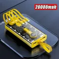 Transparent 20000mAh Power Bank  66W Fast Charging Portable Charger External Battery Pack Powerbank For iPhone Android and all Devices. 