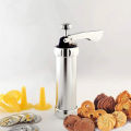 STAINLESS STEEL MANUAL BISCUIT MACHINE COOKIE PRESS MAKER TOOL + 10 MOULD SET. 