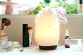Himalayan Salt Aroma Diffuser Lamp with Polished Neem Wooden Base & 15-watt Bulb, UL-Certified Switch/Dimmer Cord Wire.. 