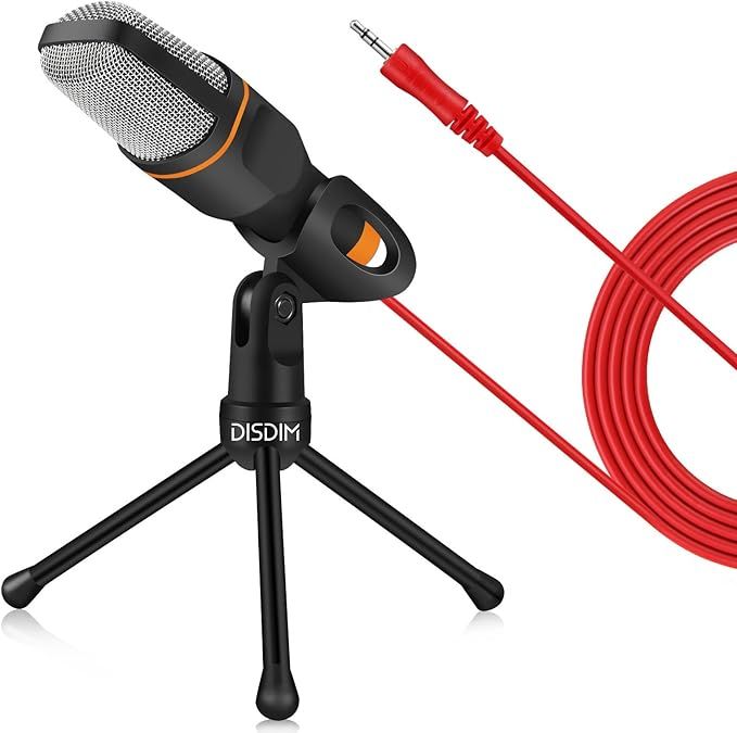 DISDIM PC Microphone, 3.5mm Jack Condenser Recording Microphone with Mic Stand for PC, Laptop, , , Mac, Smartphone - Gaming, Singing, YouTube, Skype (Black)