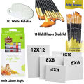 28 Pcs/Set Value Pack For Artist - Canvases, Acrylic Paints, Multi Shape Brushes and 10 Wells Palette - KC. 
