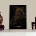 Lahore City Map Frame For Home Decoration Wall Art Digital Printed. 