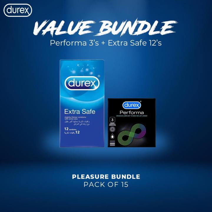 Pack of 2 - Extra Safe Extra Thick Safety Condoms 12s + Performa Longer Lasting Timing Condoms 3s  100% Authentic  Secret Packaging