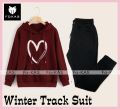 Big Heart Printed Tracksuit Thick Fleece Fabric Hoodie & Trouser for Winter Elegant Trendy Wear Track Suit for Men_Women. 