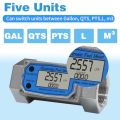 Digital Electronic Flow Meter K25 Turbine Digital Diesel Fuel Oil Flow Meter Gauge For Chemicals Liquid Water Air With Calibration Button in 1.8 inch 46mm. 