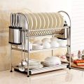 3-layer Stainless Steel Dish Drainer Rack with Tray. 