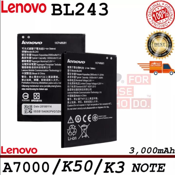 Lenovo BL243 Battery Replacement For Lenovo K3 Note , K50 , A7000 Battery with 2900mAh Capacity_Black