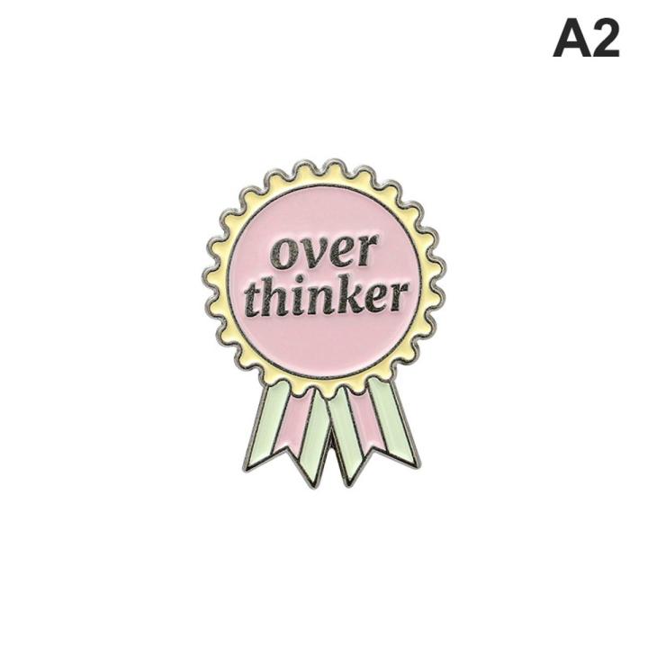Overthinker Enamel Pin Custom Overthinking Award Brain Skull Book Brooches Bag Lonni