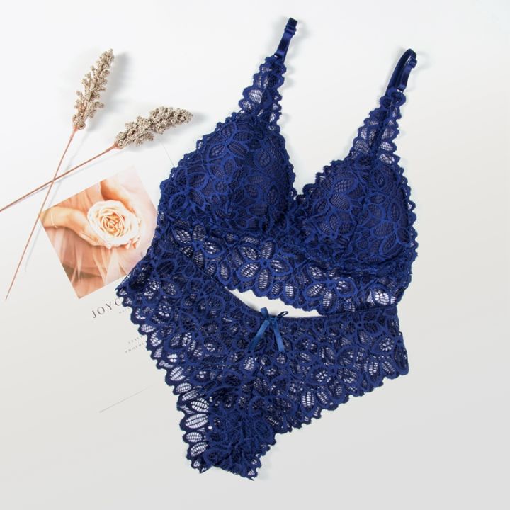 Classic Charm Lace Lingerie Set - Blue