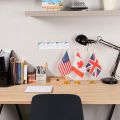 25Pcs Gold Mini Hand Held Flag Stand Base Table Flag Base Bar Restaurant Party Conferences Desktop Display Decoration. 
