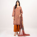Maahru Unstitched Fabric for women and girls - 2 piece - Shirt and Dupatta - Block-Me-Red. 