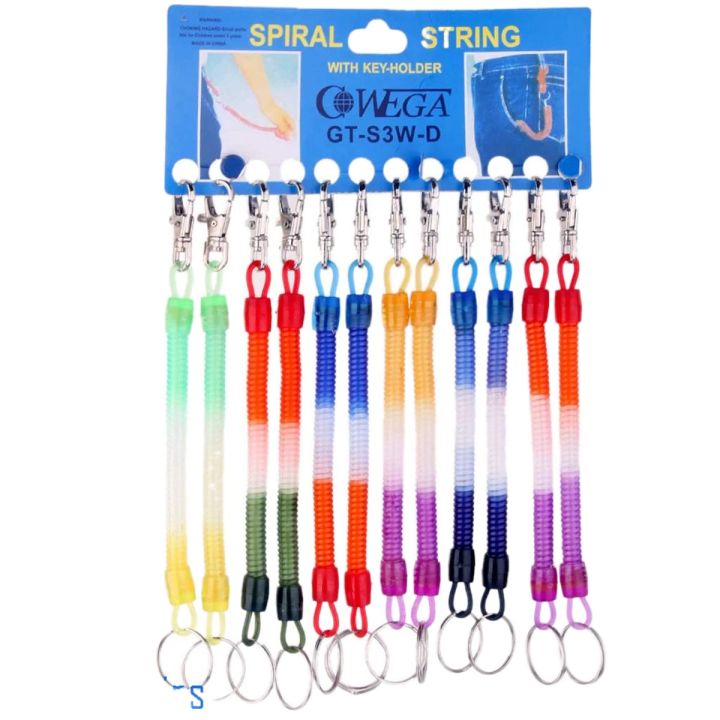 Elastic Spring Key chain with Ring and Hook Best for Bike Keys Multi-Shaded by CMOS (12 KeyChains)