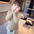 Girls sweater turtleneck pure color knitted sweater autumn children's clothing pure color pullover children's top 2t 3t 4t 8 12. 