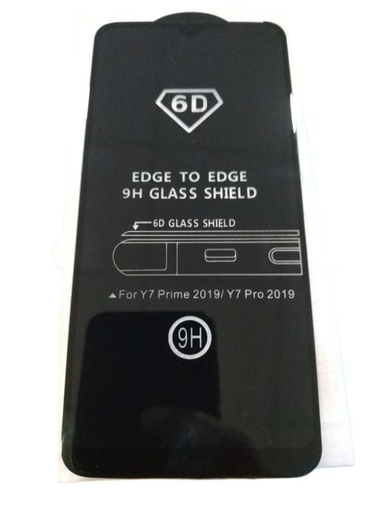 6D Gorilla For Huawei Y7 Prime 2019 Tempered Glass Screen Protector Edge to Edge - Black