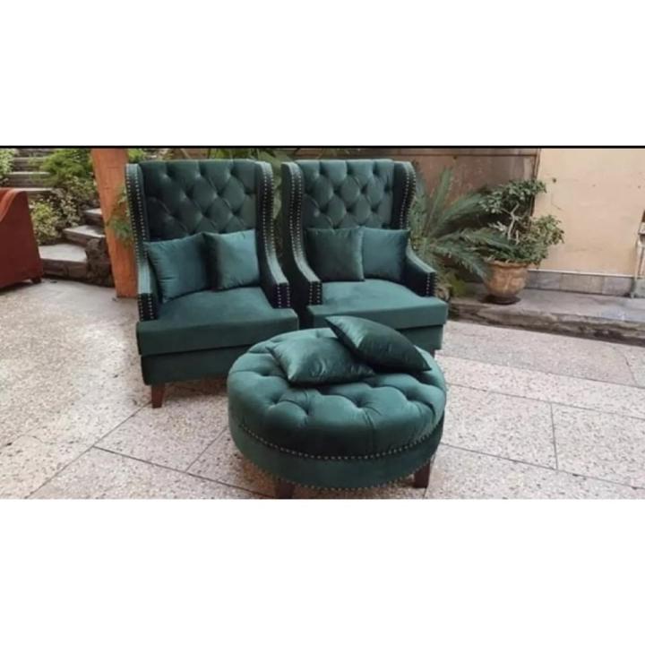 Royal Chair Set With Couche | Velvet Furnished Tufted Back | Modern Designed  With Cushions