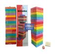 Jenga Colorful Wooden Blocks 54 Pieces with 2 Dice Kids & Adults Fun Board Game. 