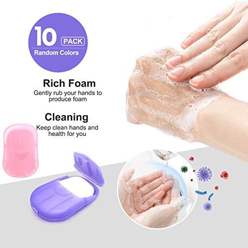 10/6 Packs Portable Disposable Travel Hiking Washing Hand Bath Toiletry Paper Soap Sheets(Random Color)