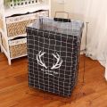 Dirty clothes storage basket wrought iron bracket folding dirty clothes basket laundry basket large cotton and linen waterproof toys clothing home. 