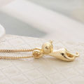 Fashion Women Silver Plated Cute Climbing Cat Charm Pendant Necklace Jewelry. 