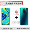 Redmi Note 9s Unbreakable Gorilla Glass Screen Protector + Back Jelly Protector Clear Soft Film Protection Hydrogel Film Protector For Redmi  Note 9s. 