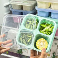 Reusable 4 Compartments Lunch Box Nut Candy Box with Cover Wheat Straw 4 Grid Snack Containers.