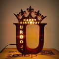 Happy Birthday Name Initial Letter With Full Name Inside LED Frame Gift. 
