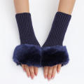 Plush Women gloves Elasticity Knitted Furry Half fingers mittens Fashion gloves for Outdoor Girls Women. 