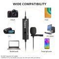 Computer Collar Lavalier Microphone MAONO AU-100 Condenser Clip On Lavalier Microphone with 6 Meters Audio Cable For Mobile Camera DSLR PC. 