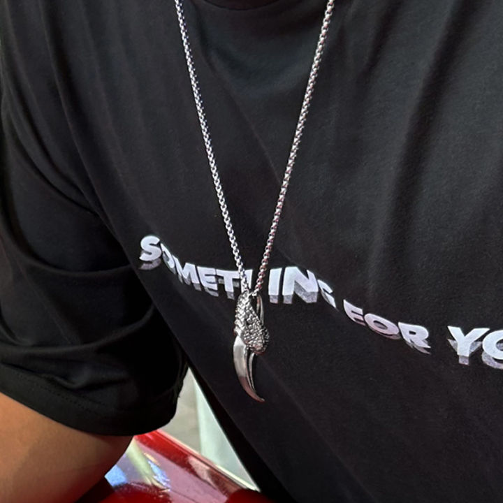 [ New ] Special Forces Popular Ornament Wolf Tooth Eagle Claw Pendant with Pearl Chain Suit Boys Fashion Necklace Pendant