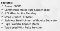 Enviro 3-in-1 Juicer Blender EJBG-303 | 600W Copper Motor, 1L Glass Jar, Grinder & Juice Separator, Stainless Steel Spinner, Brown. 