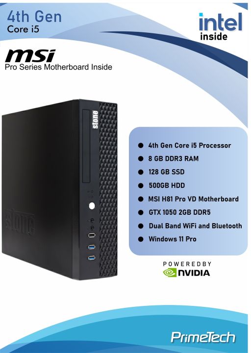 Core i5 4th Gen Dektop Gaming PC - Core i5 Processor, 8GB DDR3 RAM, 128GB SSD, 500GB HDD, Nvidia GTX 1050 DDR5 Graphics Card, Dual Band Wifi and Bluetooth