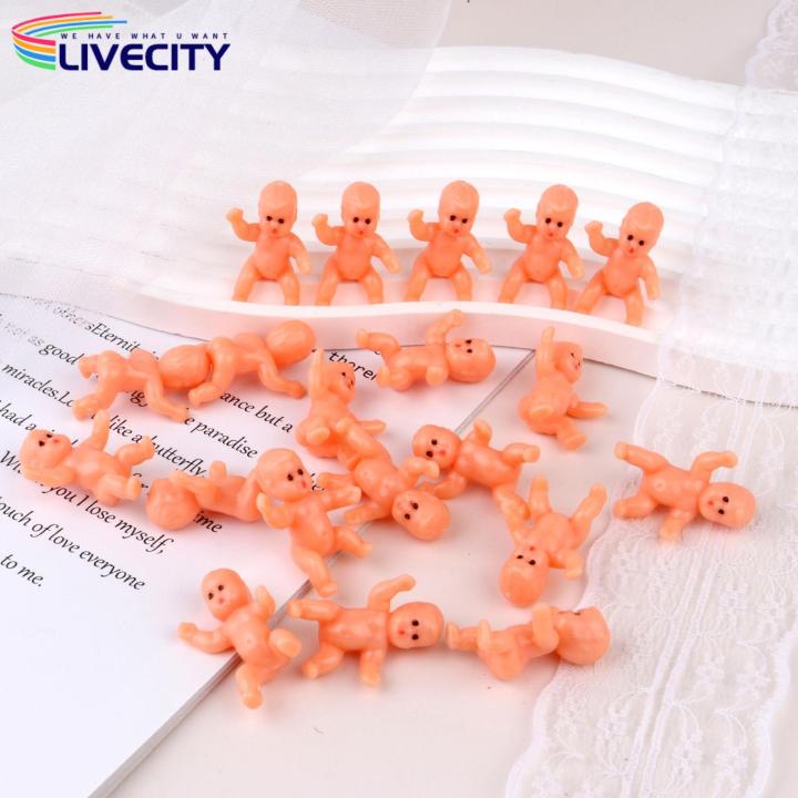 Small Plastic Baby Figurines 10 Pcs Mini Pvc Baby Figurines for Baby Shower Gift Party Decoration Reusable Smooth Ornaments Plastic Cake Decoration Baby Figurine