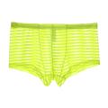 Men Boxer Underwear Boxers Sexy Stripe Mesh Transparent Briefs Ultra-Thin Silk. 