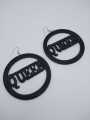 Cute Round Black QUEEN Wooden Earrings For Girls/Womens. 