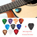 10Pcs Plectrums 1 Pick Holder Electric Celluloid Acoustic Guitar Picks Colorful. 