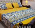 manhas shop High Quality Fine Soft Cotton Unique Designed Bedsheet 3 Piece Bed Set Double Bed Printed 3D Crystal Cotton King Size Bedsheet. 