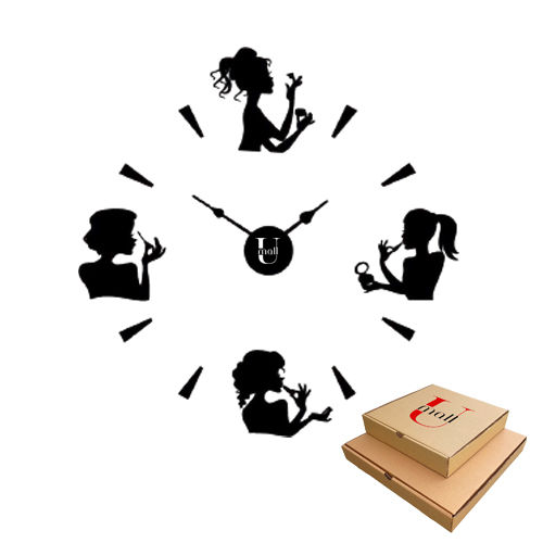 U Mall Beauty Salon 3D Wall Clock Modern Design Wall Watch Women Beauty Parlour, Beauty Salon Wooden Wall Clock,