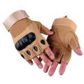 Army Military Half Finger Gloves For Men - Brown. 