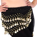 bellylady Women Belly Dance Hip Scarf 98 Coins Chiffon Indian Dance Waist Chain For Beginners Practice Stage Performance. 
