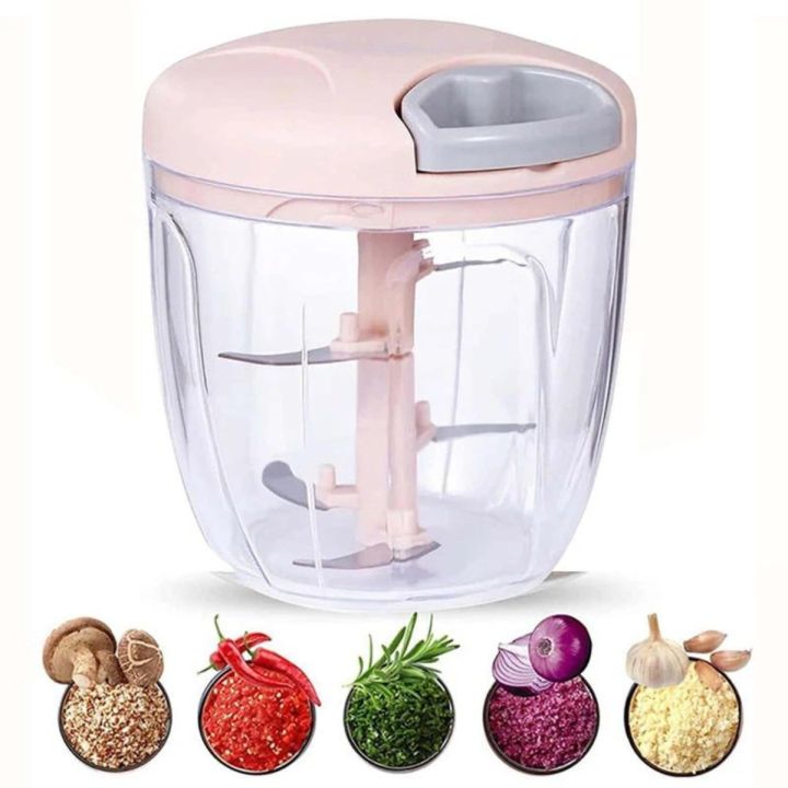 Manual Speedy chopper Grinders Multifunctional Hand-pulled Crusher 5 Blades 900ML  Manual chopper Machine Vegetable Grinder Onion Chili Cutter Masher Food Processors Meat Mincer Kitchen Tools Multicolors.