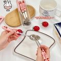【FUN LIVE】 Cute Strawberry Korean Chopsticks Spoon Fork Cutlery Set With Case Portable Travel Stainless Steel Tableware Kitchen Utensils. 