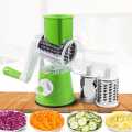 Vegetable Slicer Manual Kitchen Grater Vegetable Chopper 3 in 1 Round Mandolin Cutter Potato Spiralizer Household Gadgets NOTE random color will be delivered. 