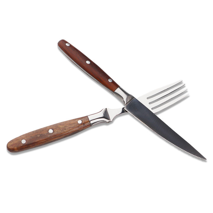 Chef Supreme Quality Steak Fork And Knife with Serrated Blade