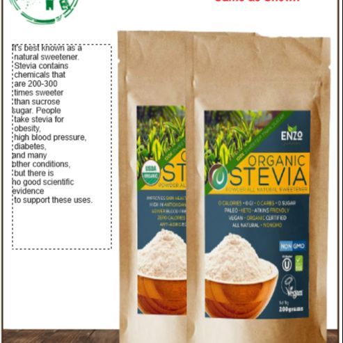 Easy Use Organic Stevia Powder 200g (7.05oz / 1600 Servings) All Natural Alternative Sweetener 12 x Sweeter than Processed Sugar with No Artificial additives & fillers