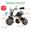 Kids trikes with colorful lights for 3-5 years old,pedal tricycle with double rearview mirrors,adjustable seat foam wheel cruiser scooter balance bike. 